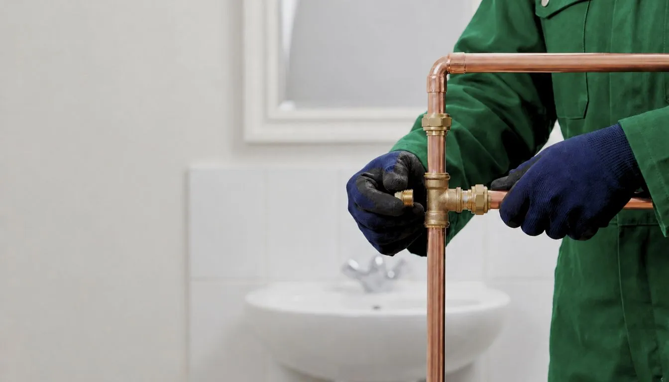 Orange County Location 1 Technician performing copper repiping Riverside service by installing residential copper plumbing pipes